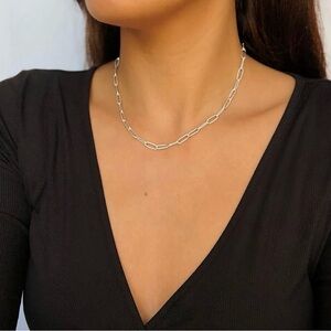 NIB Elegant Sterling Silver Paperclip Chain 4mm Necklace, 20 inch